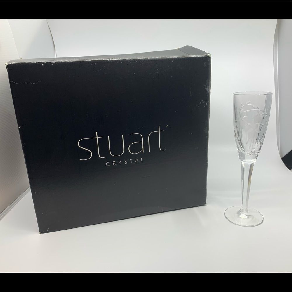 Stuart Crystal Cascade Champagne Glasses Set Of 7